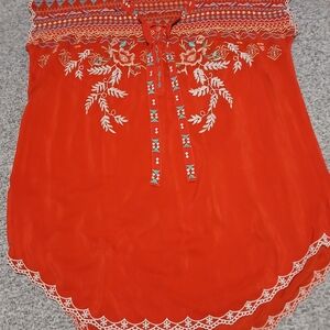 Johnny Was Red Embroidered Blouse